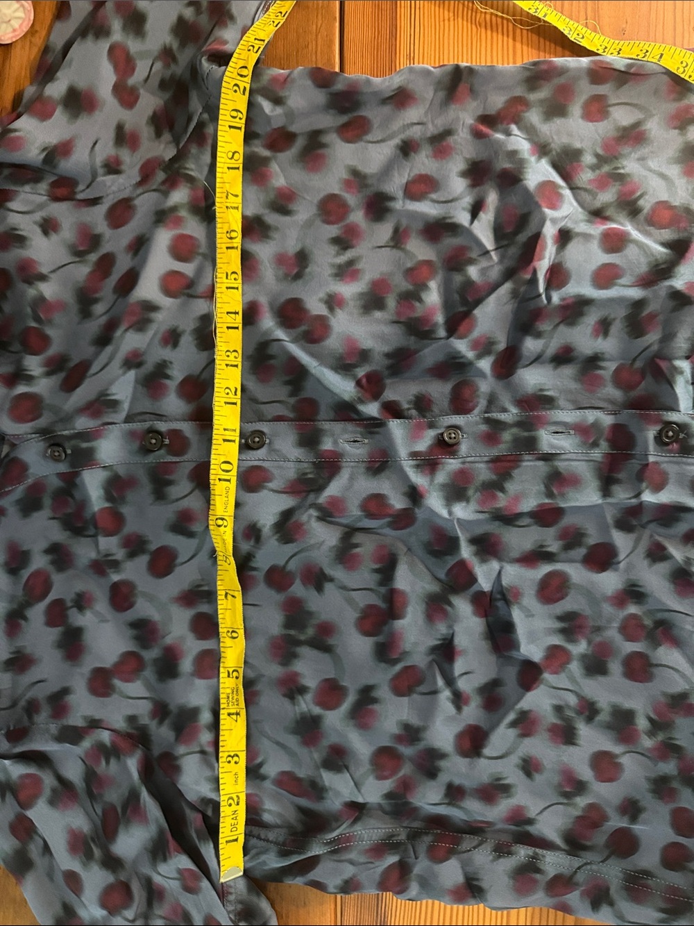 J. Crew Blue Satin Blouse with Cherry  Print - Picture 7 of 7